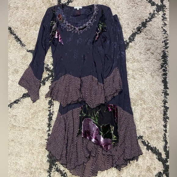 Spencer Alexis Floral Lace Boho Fairy Whimsical Long Sleeve Top Maxi Skirt Set - Picture 1 of 13